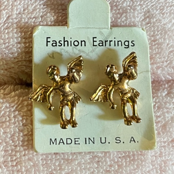 Gold angels earrings - Picture 3 of 6